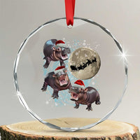 Funny Xmas Moo Deng Crystal Glass Ornament Baby Hippo Santa Sleigh Galaxy Outer Space TS09