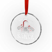 Funny Xmas Motorcycle Santa Crystal Glass Ornament Let's Go Santa Skull Motorbike Rider TS10