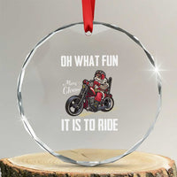 Funny Xmas Motorcycle Santa Crystal Glass Ornament Oh What Fun It Is To Ride Motorbike Rider Xmas Gift TS10