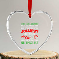 Funny Xmas Movie Heart Crystal Glass Ornament Jolliest Bunch of Assholes This Side of The Nuthouse Xmas Vacation - Wonder Print Shop