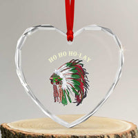 Funny Xmas Native American Heart Crystal Glass Ornament Ho Ho Ho Lay Vintage War Bonnet - Wonder Print Shop