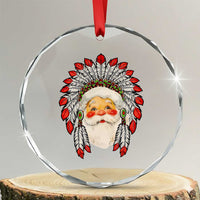 Funny Xmas Native American Indian Santa War Bonnet Crystal Glass Ornament TS11