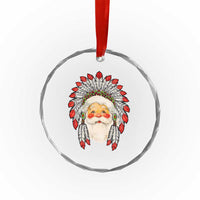Funny Xmas Native American Indian Santa War Bonnet Crystal Glass Ornament TS11