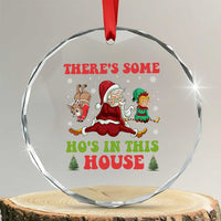 Funny Xmas Naughty Santa Crystal Glass Ornament There's Some Ho's In This House Elf Reindeers TS11