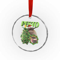 Funny Xmas Pesto Penguin Crystal Glass Ornament TS09
