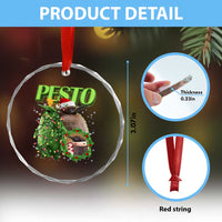 Funny Xmas Pesto Penguin Crystal Glass Ornament TS09