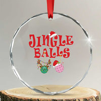 Funny Xmas Pickleball Crystal Glass Ornament Jingle Balls Reindeer Santa Hat Ball TS11