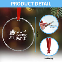 Funny Xmas Pirate Crystal Glass Ornament Sleigh All Day Pirate Skull Ship TS11