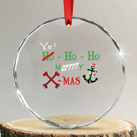 Funny Xmas Pirate Crystal Glass Ornament Yo Ho Ho Marrrrry X-Mas Anchor Santa Hat TS11