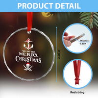Funny Xmas Pirate Crystal Glass Ornament Yo Ho Ho Merry Xmas Anchor Santa Skull TS11