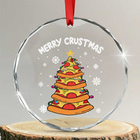 Funny Xmas Pizza Lover Crystal Glass Ornament Merry Crustmas Pizza Christmas Tree TS09