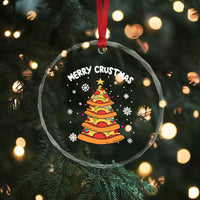 Funny Xmas Pizza Lover Crystal Glass Ornament Merry Crustmas Pizza Christmas Tree TS09