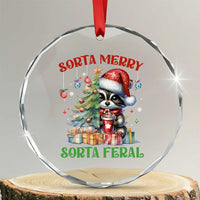 Funny Xmas Raccoon Crystal Glass Ornament Sorta Merry Sorta Feral Merry Trashmas TS09