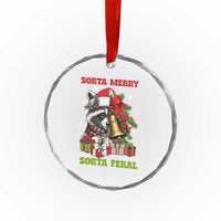 Funny Xmas Racoon Crystal Glass Ornament Sorta Merry Sorta Feral Xmas Wreath TS11