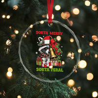 Funny Xmas Racoon Crystal Glass Ornament Sorta Merry Sorta Feral Xmas Wreath TS11