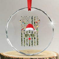 Funny Xmas Reindeer Hunting Camo Flag Crystal Glass Ornament TS11