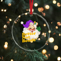 Funny Xmas Retro Cajun Louisiana Santa Crystal Glass Ornament Better Not Boude' New Orleans Saint Symbol TS11