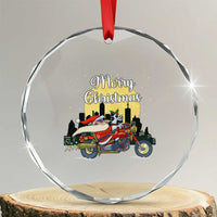 Funny Xmas Riding Crystal Glass Ornament Santa Riding Motorcycle Biker TS09