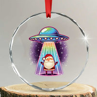 Funny Xmas Santa Alien Neon UFO Crystal Glass Ornament TS11