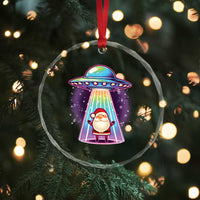 Funny Xmas Santa Alien Neon UFO Crystal Glass Ornament TS11