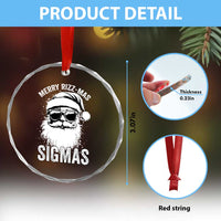 Funny Xmas Santa Crystal Glass Ornament Merry Rizzmas Sigmas Charisma Rizz Santa Claus TS11