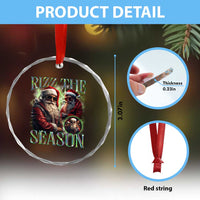 Funny Xmas Santa Crystal Glass Ornament Rizz The Season Cool Santa TS09