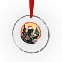Funny Xmas Santa Godzilla Japanese Monster Crystal Glass Ornament TS11