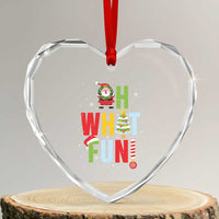Funny Xmas Santa Heart Crystal Glass Ornament Oh What Fun Christmas Tree And Wreath - Wonder Print Shop