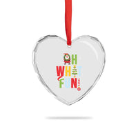 Funny Xmas Santa Heart Crystal Glass Ornament Oh What Fun Christmas Tree And Wreath - Wonder Print Shop
