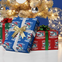 Funny Xmas Shark Wrapping Paper Roll Have A Holly Jawly Christmas Santa Hat - Wonder Print Shop