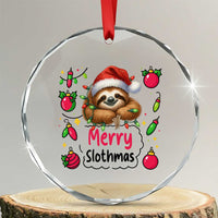 Funny Xmas Sloth Crystal Glass Ornament Merry Slothmas TS12