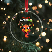 Funny Xmas Thanksgiving Crystal Glass Ornament Merry Thanksmas Turkey Reindeer Antler Baubles TS11