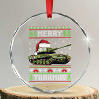 Funny Xmas Veteran Crystal Glass Ornament Merry Tankmas Tank Military Army TS09