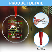 Funny Xmas Veteran Crystal Glass Ornament Merry Tankmas Tank Military Army TS09