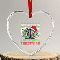 Funny Xmas Veteran Heart Crystal Glass Ornament Have Yourself A Military Christmas - Wonder Print Shop