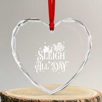 Funny Xmas Viking Heart Crystal Glass Ornament Sleigh All Day Sleipnir Longship Santa - Wonder Print Shop