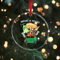 Funny Xmas What A Year Dumpster Fire Crystal Glass Ornament TS09