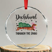 Funny Xmas Wiener Dog Crystal Glass Ornament Dachshund Through The Snow Xmas Tree TS11