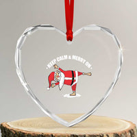 Funny Xmas Yoga Heart Crystal Glass Ornament Keep Calm And Merry On - Wonder Print Shop