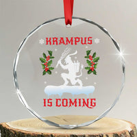 Funny Xmas Yule Krampus Is Coming Mistletoe Crystal Glass Ornament TS11