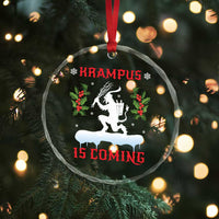 Funny Xmas Yule Krampus Is Coming Mistletoe Crystal Glass Ornament - Wonder Print Shop