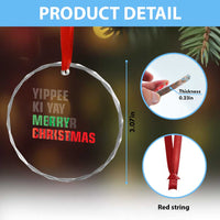 Funny Yippee Ki Yay Merry Xmas Crystal Glass Ornament Xmas Nakatomi Plaza Hiden Text TS11