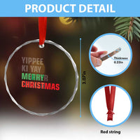 Funny Yippee Ki Yay Merry Xmas Crystal Glass Ornament Xmas Nakatomi Plaza Hiden Text TS11
