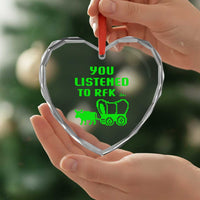 Funny You Listened To RFK Jr Heart Crystal Glass Ornament Oregon Trail Cow Wagon - Wonder Print Shop