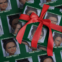 Funny You Rushed Through Your Test Doll Face Meme Wrapping Paper Roll Teacher Reaction Humor Testing Day