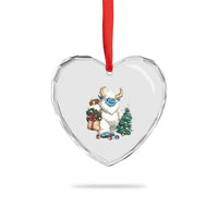 Funny Yule Yeti Heart Crystal Glass Ornament Christmas Mythical Creature Winter Solstice - Wonder Print Shop