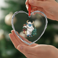 Funny Yule Yeti Heart Crystal Glass Ornament Christmas Mythical Creature Winter Solstice - Wonder Print Shop