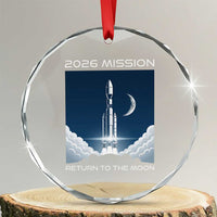Future Lunar Mission 2026 Crystal Glass Ornament Rocket Launch Lunar Orbit Space Exploration