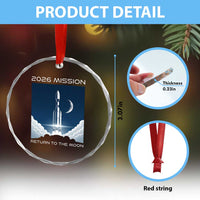 Future Lunar Mission 2026 Crystal Glass Ornament Rocket Launch Lunar Orbit Space Exploration
