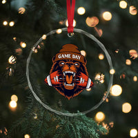 Game Day Fierce Bear Biting Ball Crystal Glass Ornament Football Player Gift - Wonder Print Shop